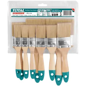 SET DE BROCHAS CON MANGO DE MADERA 9PZAS TOTAL